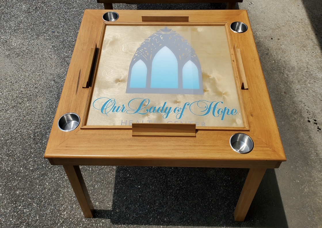 Our Lady of Hope Health Center custom-branded domino table